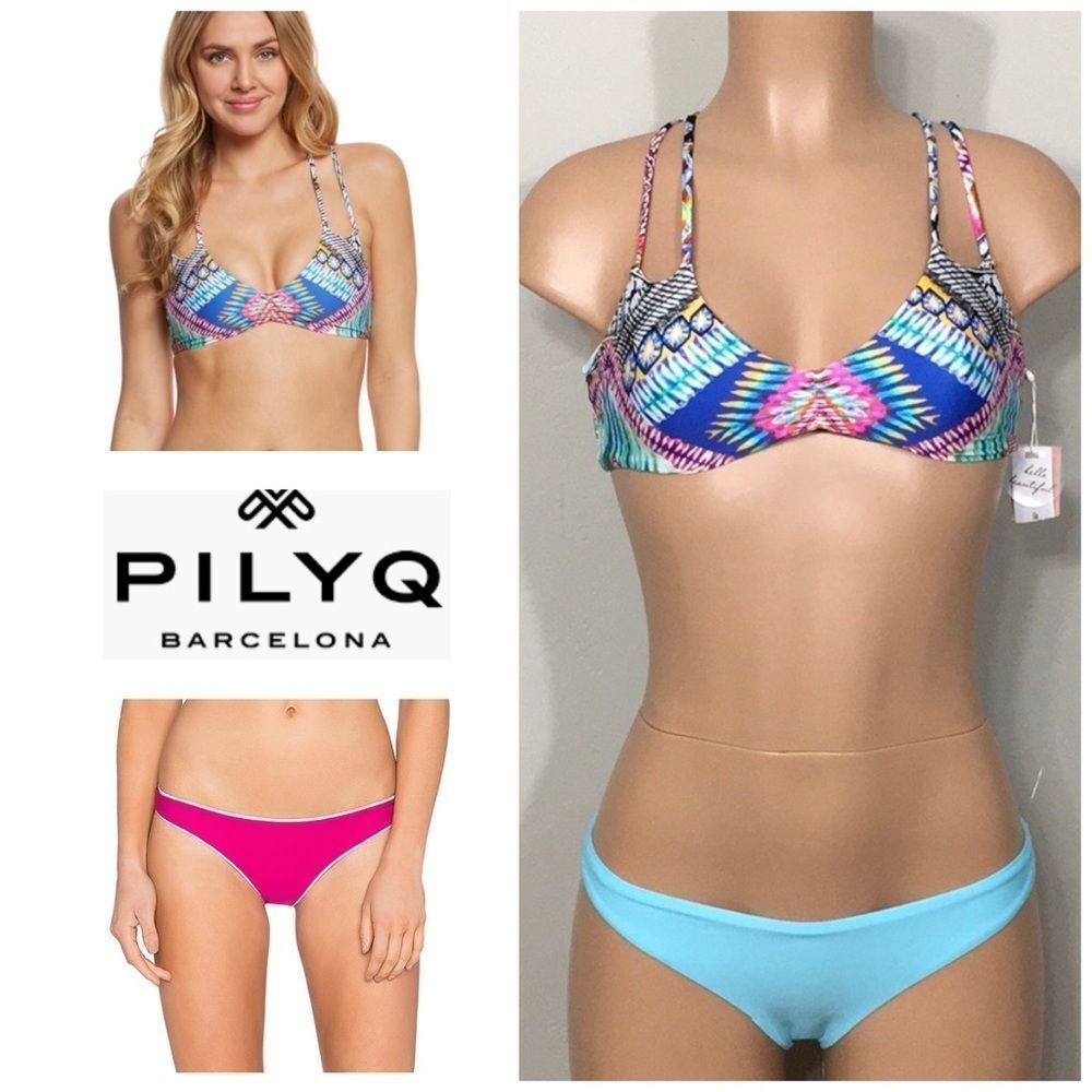 PILYQ multicolored reversible bikini set. NWT
